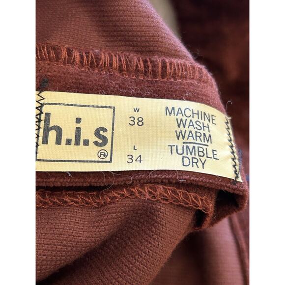VTG h.i.s Men’s Wide Leg Corduroy Pants Brown W38L34 Y2K - Picture 5 of 6